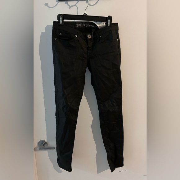 Vintage Guess coated black skinny pants 26 - Picture 1 of 5